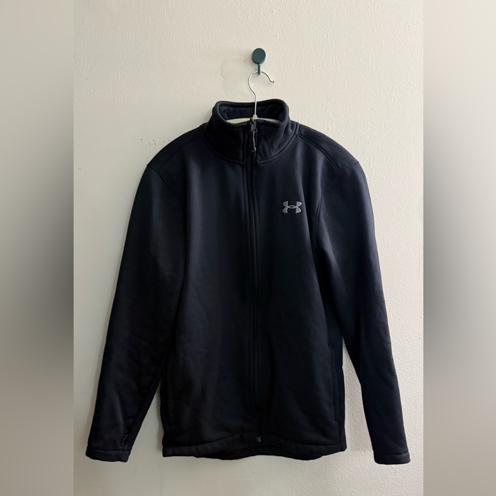Under Armour Full-Zip Warm-Up Jacket – Black, Size Small (Loose Fit)‎